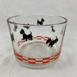 1930-40s Red & Black Scotty Dog Glass Ice Bowl